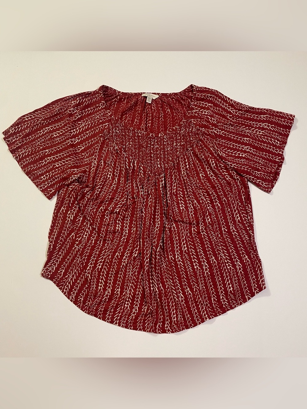 Lucky Brand Red and White Bohemian Tunic size M